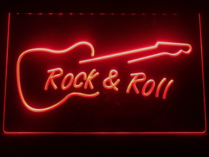 Wanduhr Uhr 3D LED Deko Skyline Hand Logo Rock and Roll Heavy Metal Neon  sign Neonreklame Leuchtschild E-Gitarre Guitar Artist Bass - .de